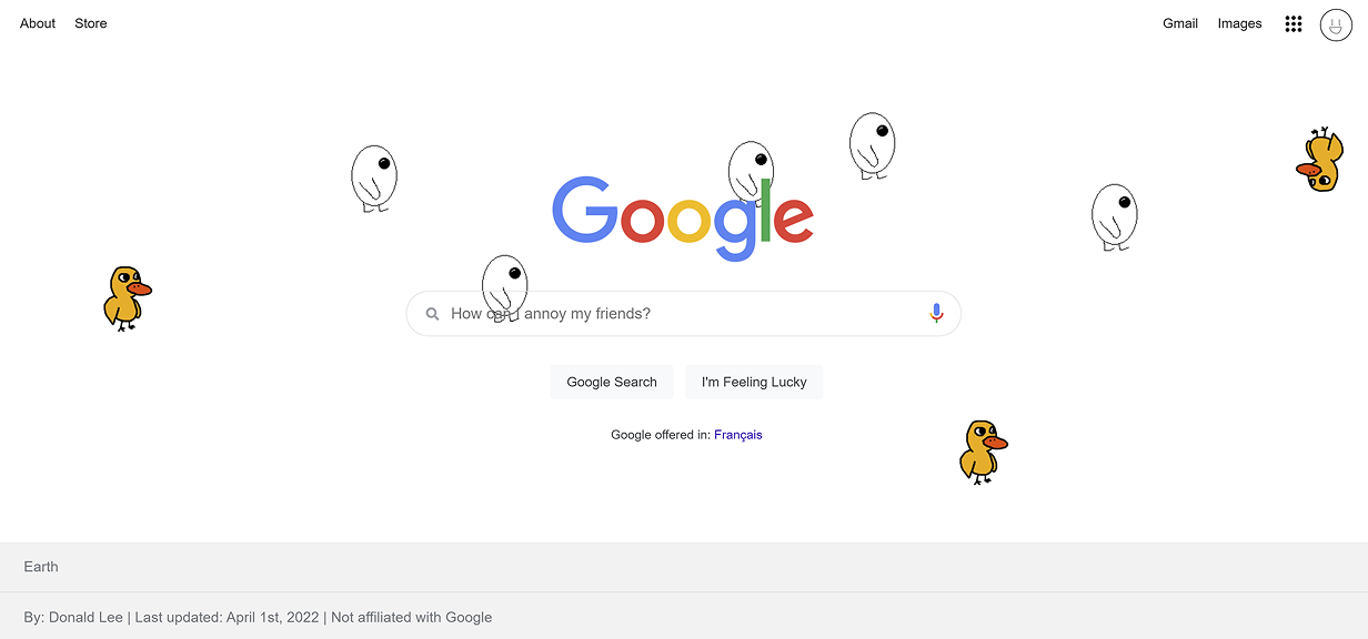 Google Memes — Google UI with a Rick roll