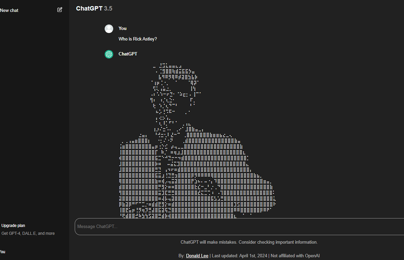 RickGPT — ChatGPT UI with a Rick roll